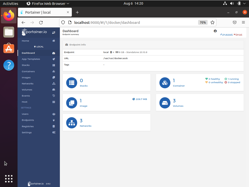 A boring old Portainer dashboard