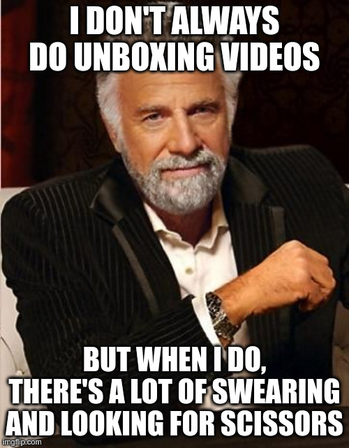 A man, looking very serious, and explaining why he doesn't do unboxing videos